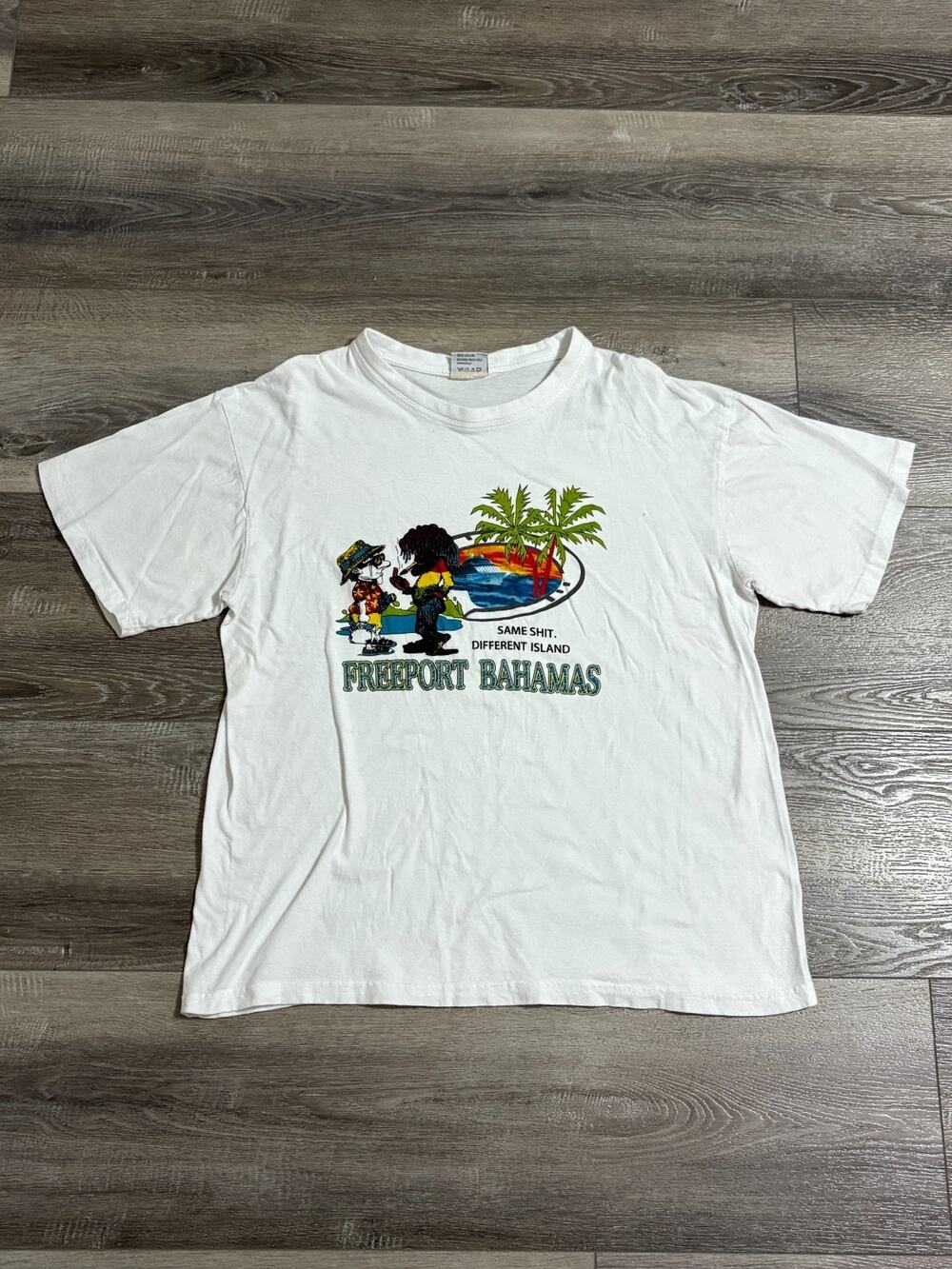 Vintage Freeport Bahamas Same Stuff Different Island White Shirt - Men’s Large